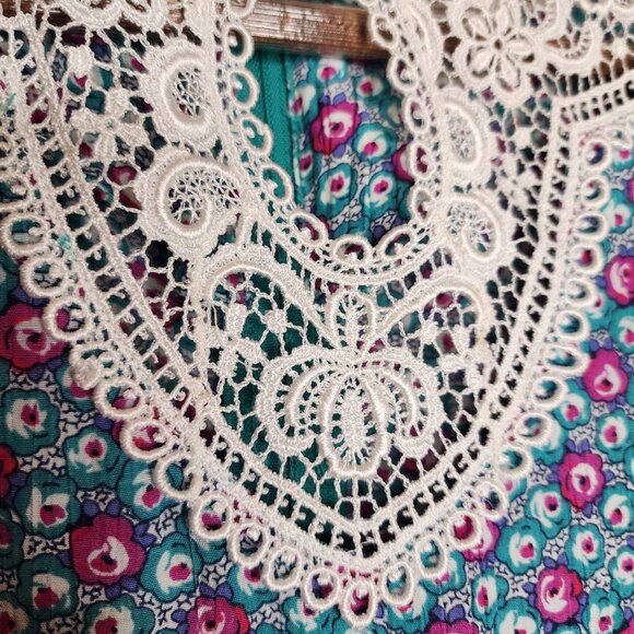 1980s Belle France Floral Print Vintage Midi Dress Size 4 - Picture 3 of 7